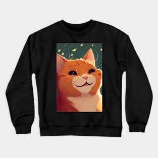 Super cute happy cat Anime style Crewneck Sweatshirt